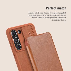 خرید کیف چرمی محافظ دوربین دار Samsung Galaxy S23 مارک نیلکین مدل Qin Pro Leather Case
