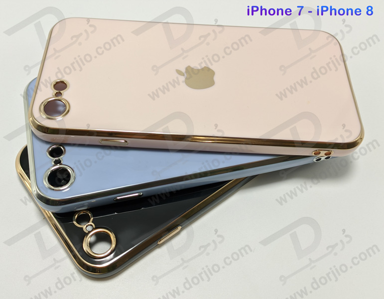 قاب ژله ای رنگی فریم طلایی iPhone 7 - iPhone 8