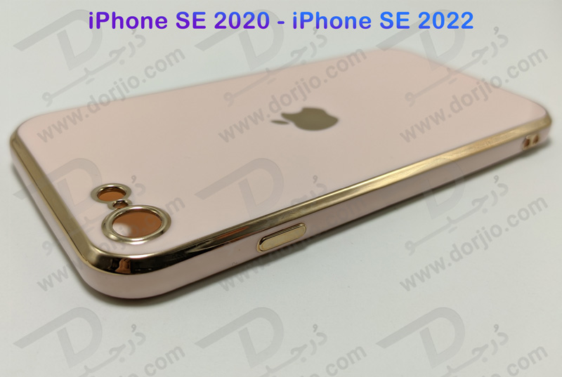 قاب ژله ای رنگی فریم طلایی iPhone SE 2020 - 2022