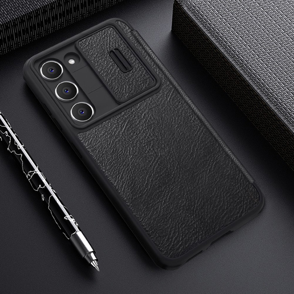 خرید کیف چرمی محافظ دوربین دار Samsung Galaxy S23 Plus مارک نیلکین مدل Qin Pro Leather Case