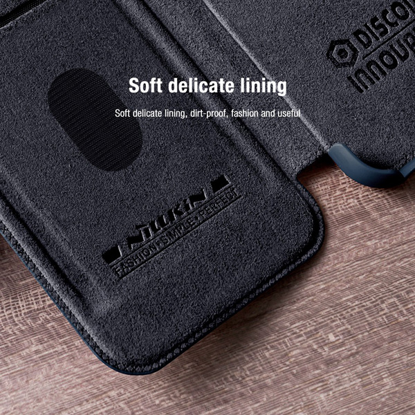 کیف چرمی محافظ دوربین دار Samsung Galaxy S23 Plus مارک نیلکین مدل Qin Pro Leather Case