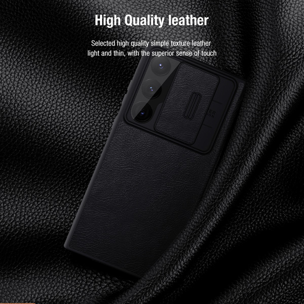 کیف چرمی محافظ دوربین دار Samsung Galaxy S23 Ultra مارک نیلکین مدل Qin Pro Leather Case