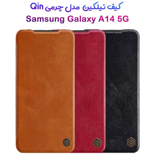 خرید کیف چرمی نیلکین Samsung Galaxy A14 5G مدل Qin Case
