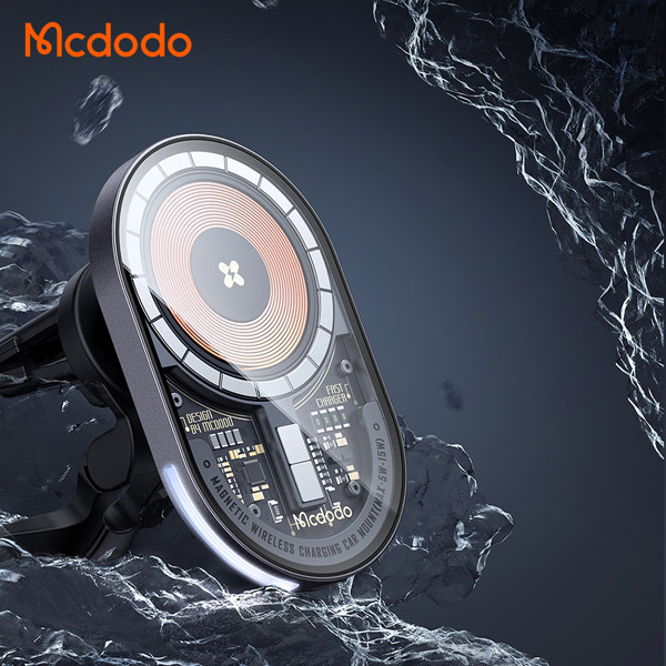 خرید هولدر و شارژر وایرلس مگنتی شفاف 15 وات ماشینی با کابل مک دودو - Mcdodo CH-2340