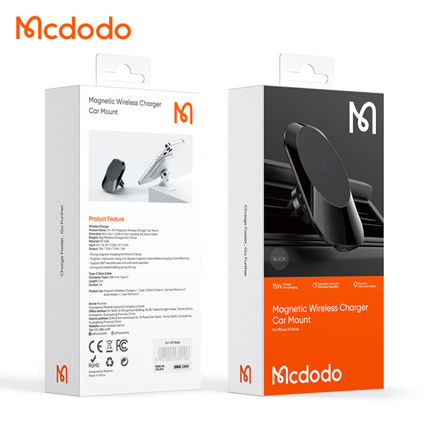 خرید هولدر و شارژر وایرلس مگنتی 15 وات ماشینی با کابل مک دودو - Mcdodo CH-7071