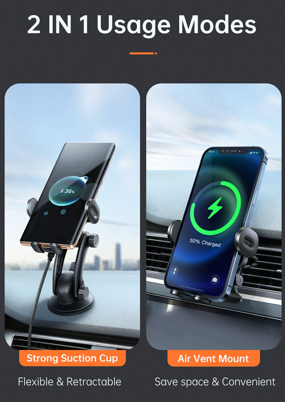 خرید هولدر و شارژر وایرلس 15 وات ماشینی با کابل مک دودو - Mcdodo CH-1600