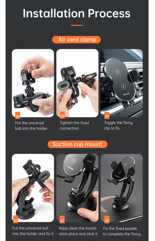 خرید هولدر و شارژر وایرلس 15 وات ماشینی با کابل مک دودو - Mcdodo CH-1600