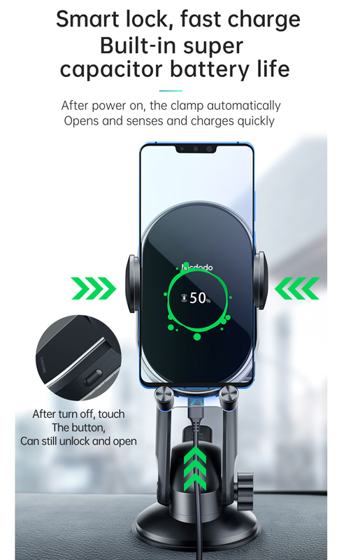 خرید هولدر و شارژر وایرلس 15 وات ماشینی با کابل مک دودو - Mcdodo CH-7620