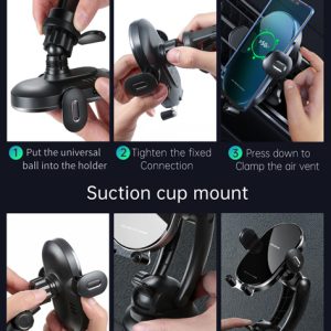 خرید هولدر و شارژر وایرلس 15 وات ماشینی با کابل مک دودو - Mcdodo CH-7620