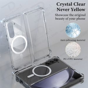 خرید قاب کریستالی تمام شفاف مگنتی مگ سیف Samsung Galaxy Z Fold 5