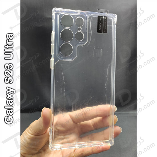 خرید کریستال کاور شفاف فریم ژله‌ ای با محافظ دوربین Samsung Galaxy S23 Ultra