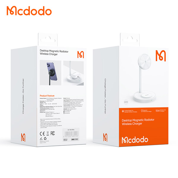 خرید هولدر و شارژر وایرلس مگنتی رومیزی فن دار دو کاره 15 وات مک‌ دودو مدل Mcdodo CH-215