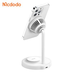 خرید هولدر و شارژر وایرلس مگنتی رومیزی فن دار دو کاره 15 وات مک‌ دودو مدل Mcdodo CH-215