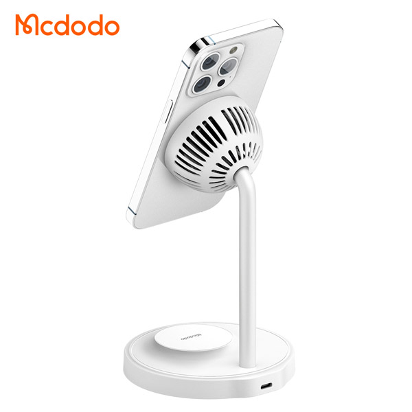 خرید هولدر و شارژر وایرلس مگنتی رومیزی فن دار دو کاره 15 وات مک‌ دودو مدل Mcdodo CH-215