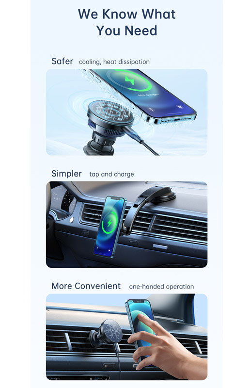 خرید هولدر و شارژر وایرلس مگنتی فن دار 15 وات ماشینی با کابل مک دودو - Mcdodo CH-2130