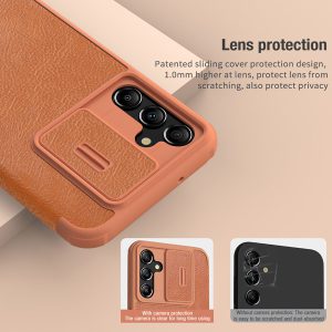 خرید کیف چرمی محافظ دوربین دار Samsung Galaxy A34 مارک نیلکین مدل Qin Pro Leather Case