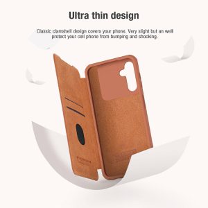 خرید کیف چرمی محافظ دوربین دار Samsung Galaxy A34 مارک نیلکین مدل Qin Pro Leather Case