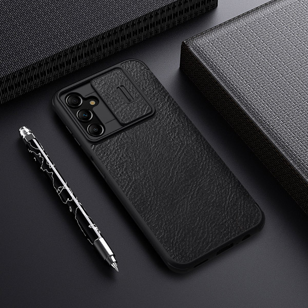 خرید کیف چرمی محافظ دوربین دار Samsung Galaxy M14 5G مارک نیلکین مدل Qin Pro Leather Case