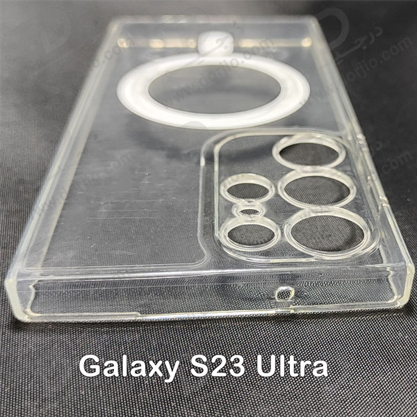 خرید قاب کریستالی شفاف مگنتی با محافظ دوربین Samsung Galaxy S23 Ultra