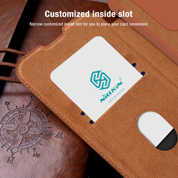 خرید کیف چرمی محافظ دوربین دار Samsung Galaxy A24 4G مارک نیلکین مدل Qin Pro Leather Case