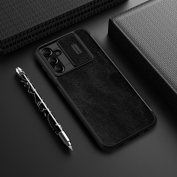 خرید کیف چرمی محافظ دوربین دار Samsung Galaxy A34 مارک نیلکین مدل Qin Pro Leather Case