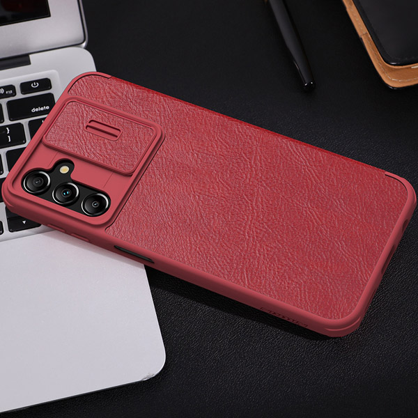 خرید کیف چرمی محافظ دوربین دار Samsung Galaxy A34 مارک نیلکین مدل Qin Pro Leather Case