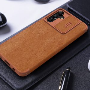 خرید کیف چرمی محافظ دوربین دار Samsung Galaxy A34 مارک نیلکین مدل Qin Pro Leather Case