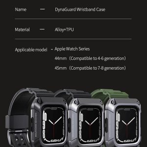 خرید قاب محافظ با بند ژله ای قفل دار Apple Watch 44mm نیلکین مدل DynaGuard Wristband