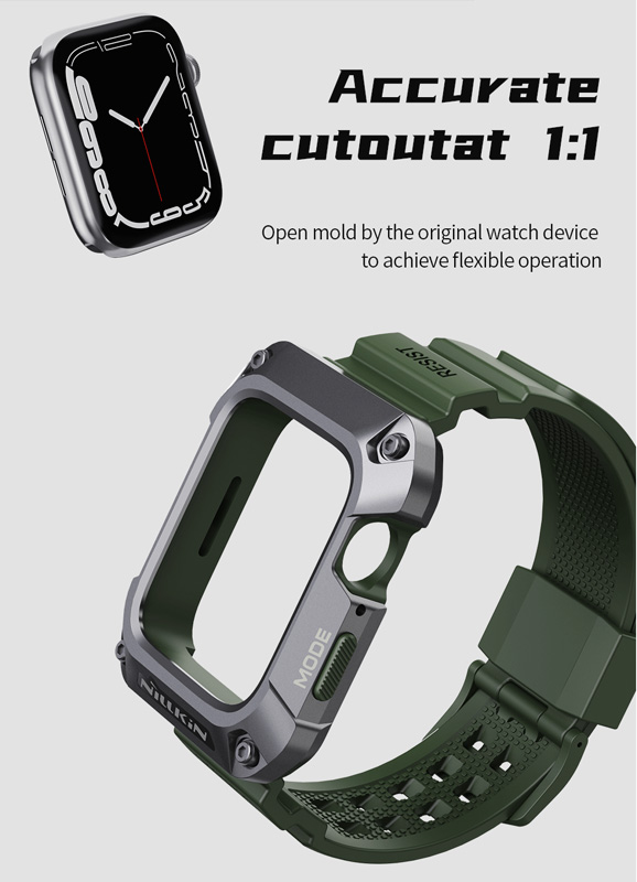 قاب محافظ با بند ژله ای قفل دار Apple Watch 45mm نیلکین مدل DynaGuard Wristband 15
