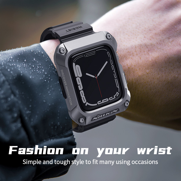 خرید قاب محافظ با بند ژله ای قفل دار Apple Watch 45mm نیلکین مدل DynaGuard Wristband