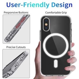 خرید قاب کریستالی شفاف مگ سیف iPhone X