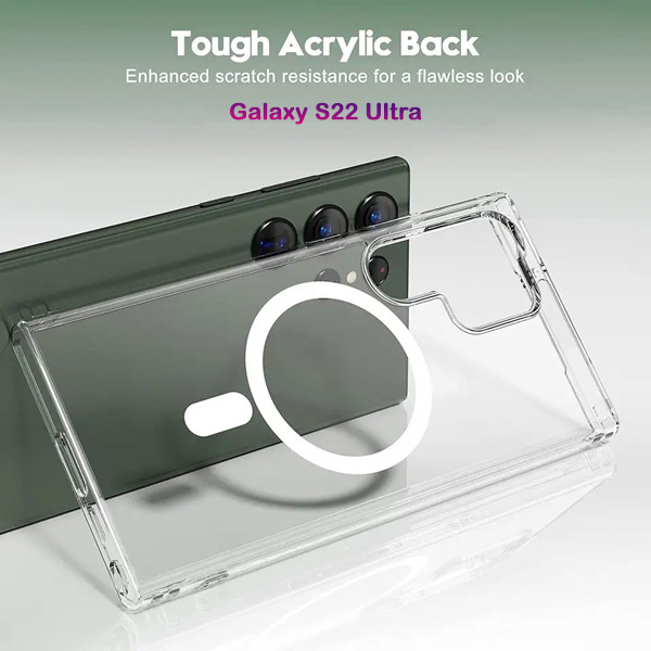 خرید قاب کریستالی شفاف مگنتی Samsung Galaxy S22 Ultra