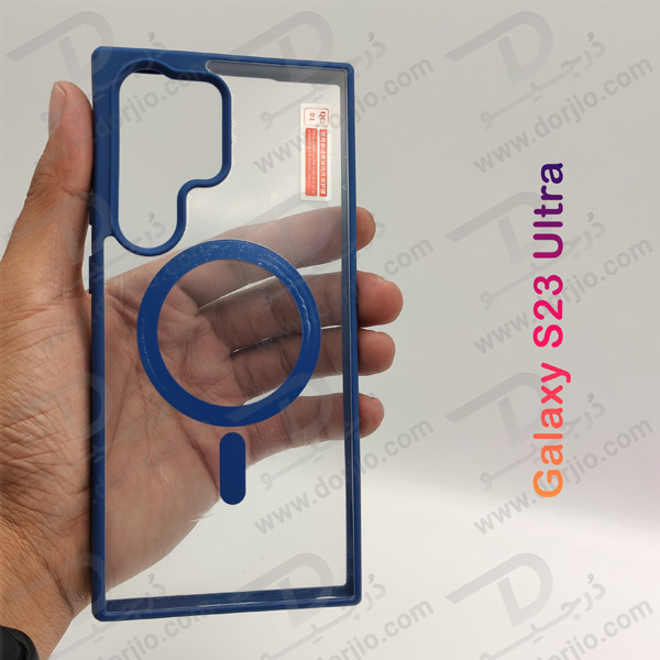 خرید مگ سیف کاور شفاف فریم رنگی Samsung Galaxy S23 Ultra مارک Berlia