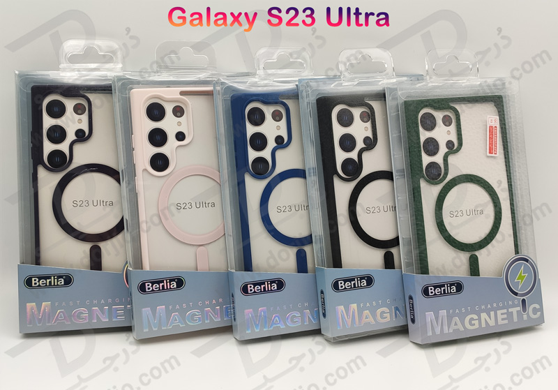 خرید مگ سیف کاور شفاف فریم رنگی Samsung Galaxy S23 Ultra مارک Berlia
