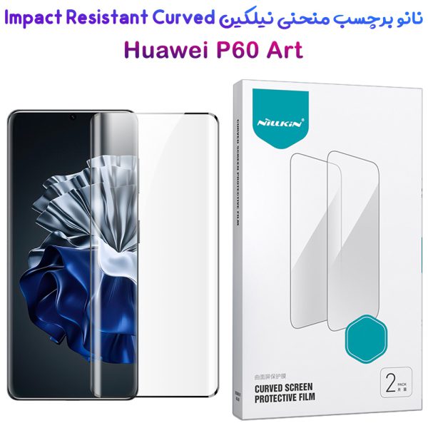 خرید نانو برچسب منحنی Huawei P60 Art مارک نیلکین مدل Impact Resistant Curved Film - پک 2 عددی
