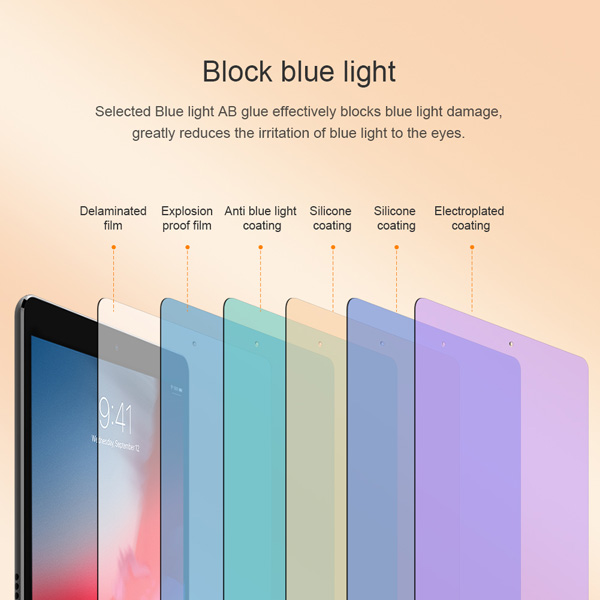 خرید گلس شیشه ای نیلکین تبلت iPad 9.7 2018 مدل V+ Anti Blue Light