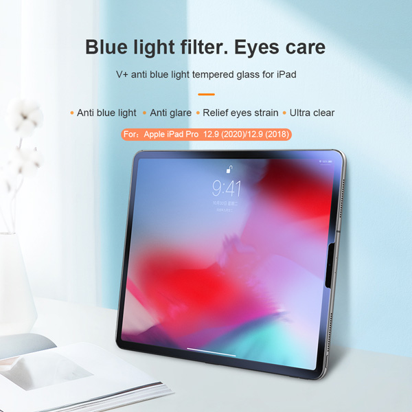 خرید گلس شیشه ای نیلکین تبلت iPad Pro 12.9 2020 مدل V+ Anti Blue Light