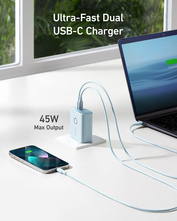 خرید آداپتور و پاوربانک 5000 میلی آمپر هیبریدی 45 وات اَنکر Anker 521 Power Bank A1626P11