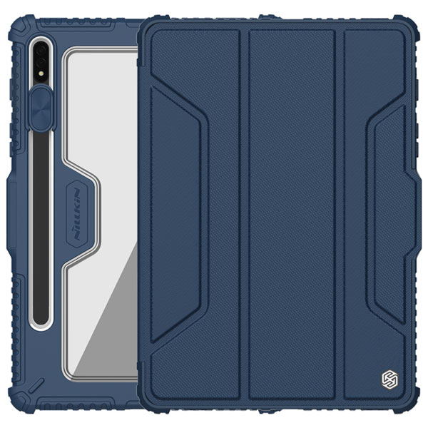 خرید فلیپ کاور چرمی پشت شفاف ایربگ دار Samsung Galaxy Tab S8 Plus مارک نیلکین مدل Bumper Pro