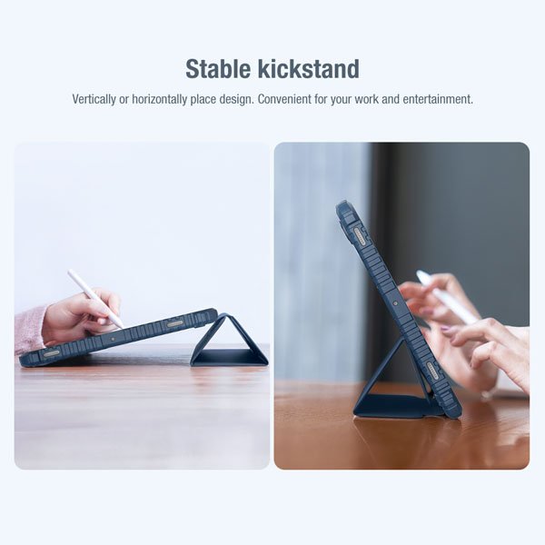 خرید فلیپ کاور چرمی پشت شفاف ایربگ دار Samsung Galaxy Tab S8 Plus مارک نیلکین مدل Bumper Pro