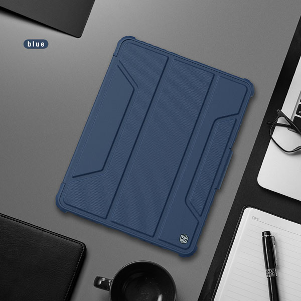 خرید فلیپ کاور چرمی پشت شفاف ایربگ دار iPad Pro 11 2022 مارک نیلکین مدل Bumper Pro
