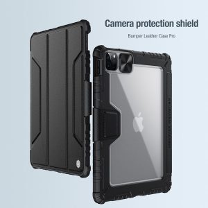 خرید فلیپ کاور چرمی پشت شفاف ایربگ دار iPad Pro 11 2022 مارک نیلکین مدل Bumper Pro