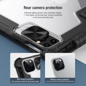 خرید فلیپ کاور چرمی پشت شفاف ایربگ دار iPad Pro 11 2022 مارک نیلکین مدل Bumper Pro