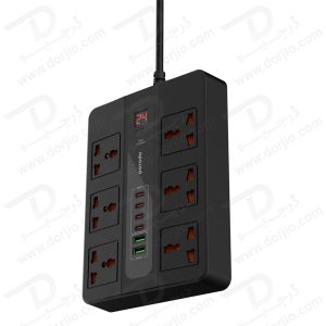 خرید 6 راهی برق + خروجی فست شارژ 36 وات USB-A و USB-C برند Porodo مدل PD-FWCH009-3M-BK