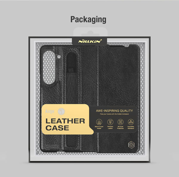 خرید فلیپ کاور چرمی Samsung Galaxy Z Fold 5 مارک نیلکین Aoge Leather Case