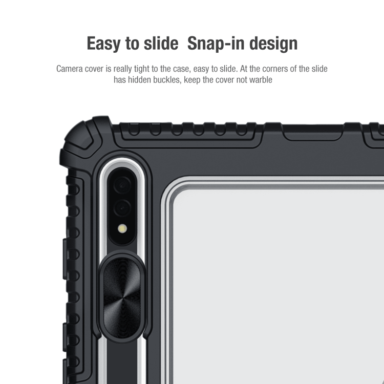 خرید فلیپ کاور چرمی پشت شفاف ایربگ دار Samsung Galaxy Tab S7 Plus مارک نیلکین مدل Bumper Pro