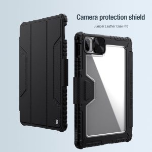 خرید فلیپ کاور چرمی پشت شفاف ایربگ دار Xiaomi Pad 5 Pro مارک نیلکین مدل Bumper Pro