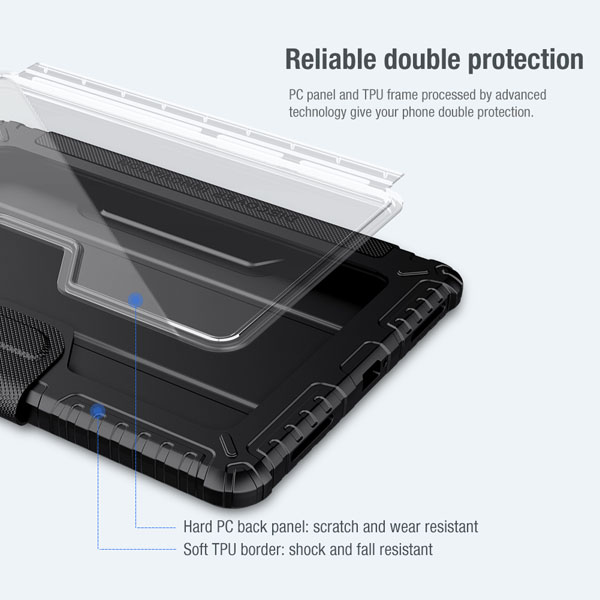 خرید فلیپ کاور چرمی پشت شفاف ایربگ دار Xiaomi Pad 5 Pro مارک نیلکین مدل Bumper Pro