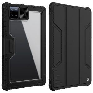 خرید فلیپ کاور چرمی پشت شفاف ایربگ دار Xiaomi Pad 6 Pro مارک نیلکین مدل Bumper Pro