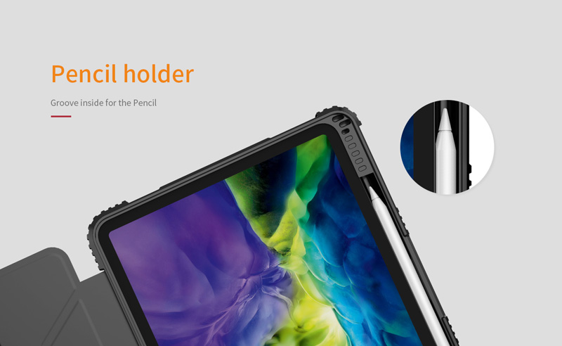 خرید فلیپ کاور چرمی پشت شفاف بامپر دار iPad Pro 11 2022 مارک نیلکین مدل Bumper